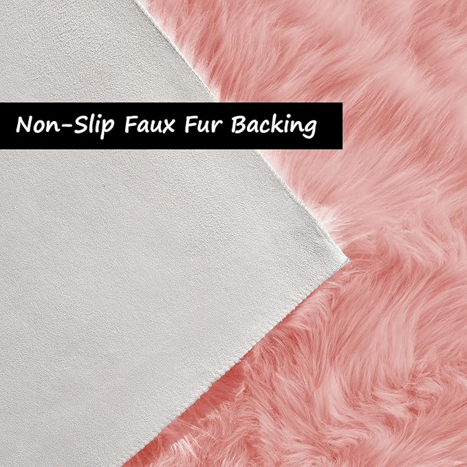 Goolela Pink Area Rug 9x12 Fluffy Fuzzy Furry Rug - Image 4
