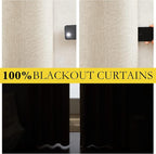 NICETOWN 100% Blackout Linen Texture Curtains 72 inches Long, 2 Panels - Image 2