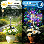 Anordsem Solar Firework Lights Outdoor Garden Fairy Lights 2 Pack Colorful
