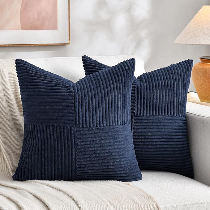 Fancy Homi 2 Packs Navy Blue Samll Decorative Throw Pillow Covers 12x12 Inch by Fancy+Homi