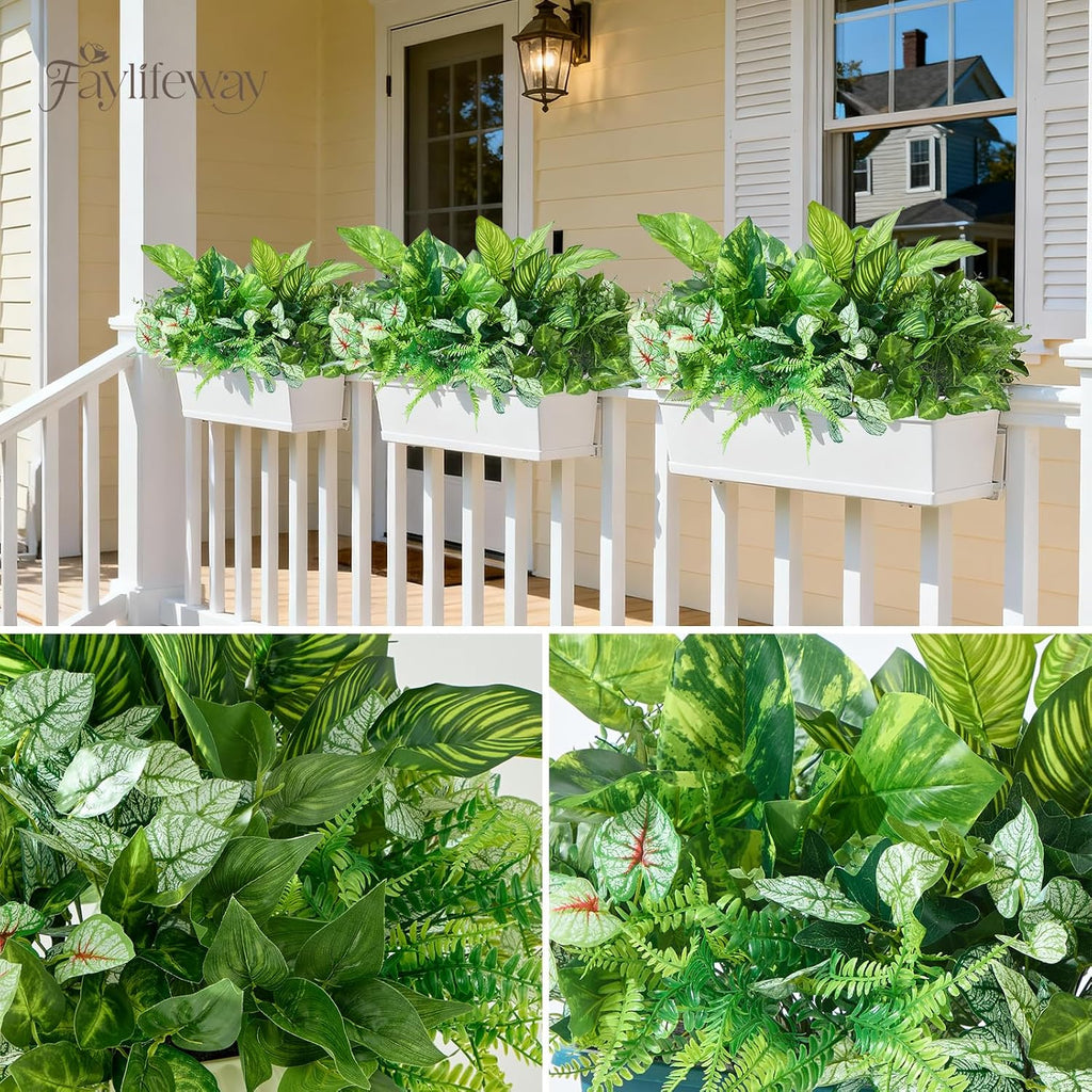 12 Bundles Artificial Plants Outdoor, UV Resistant Greenery