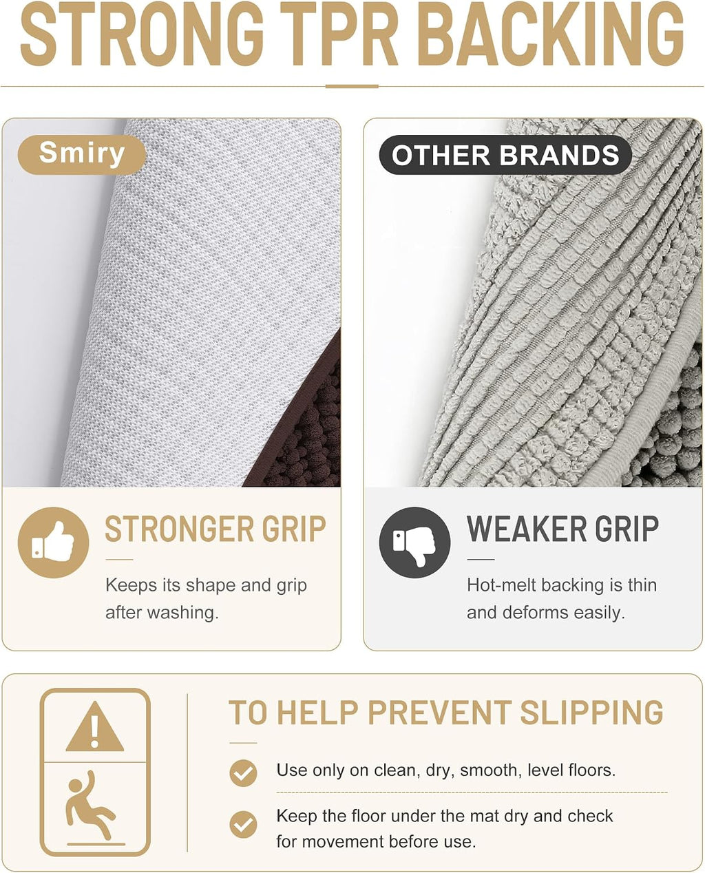 Smiry Thick Bathroom Rugs 30x20, Extra Soft Absorbent Chenille Bath Mat