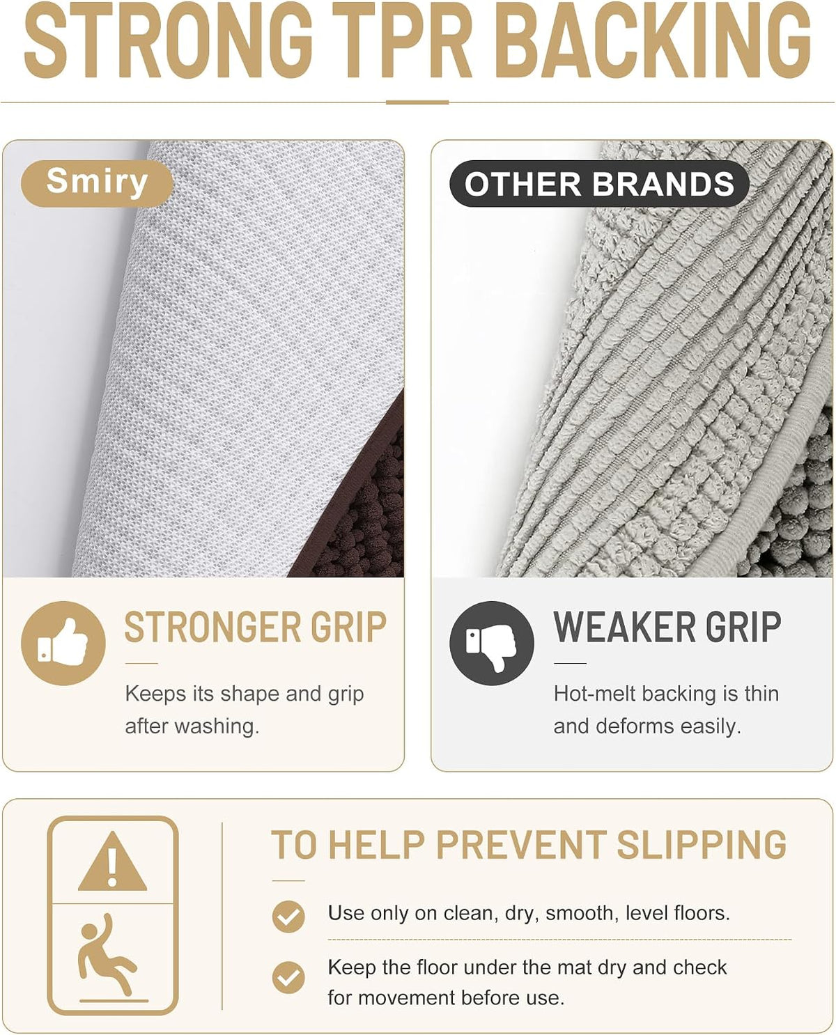 Smiry Thick Bathroom Rugs 30x20, Extra Soft Absorbent Chenille Bath Mat