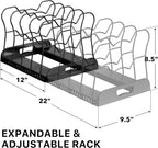 Simple Houseware Expandable Pan Rack 10 Adjustable Compartments, Black