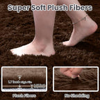 2x6 Bedside Area Rugs for Bedroom: Soft Fluffy Shag Brown Rug for Hallway - Image 4
