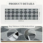 Beeiva Checkered Print Hallway Rug 2x6, Ultra Thin Kitchen Rug Runner Non Slip Washable Carpet Runners for Hallway 6ft, Modern Diamond Stain Resistant Floor Carpet for Bathroom Bedroom Entryway