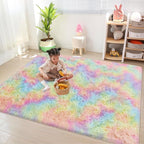 Fluffy Rainbow Colorful Area Rug - Image 3