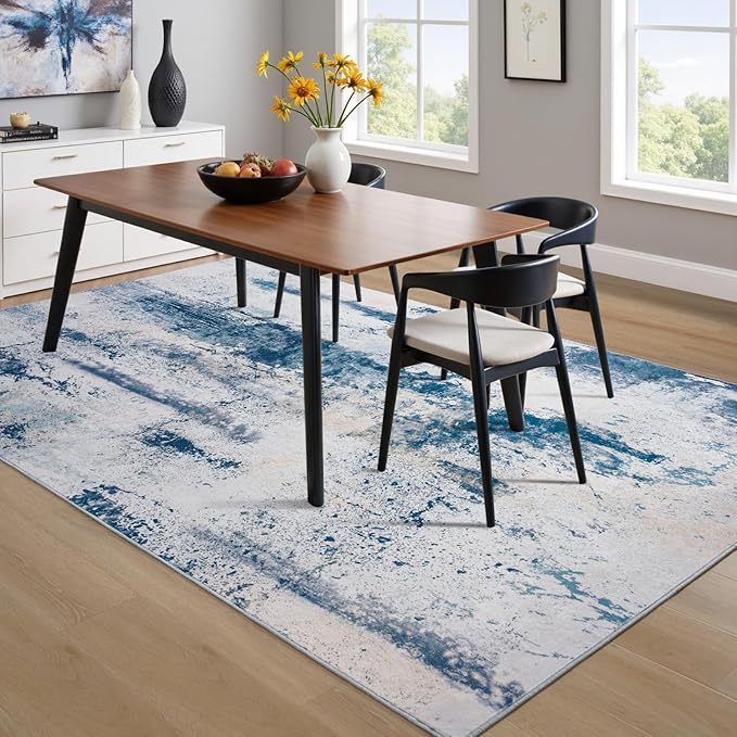 Toneed Abstract Area Rug 6x9 Modern Washable Rug Soft Non Slip Rug Low Pile - Image 5