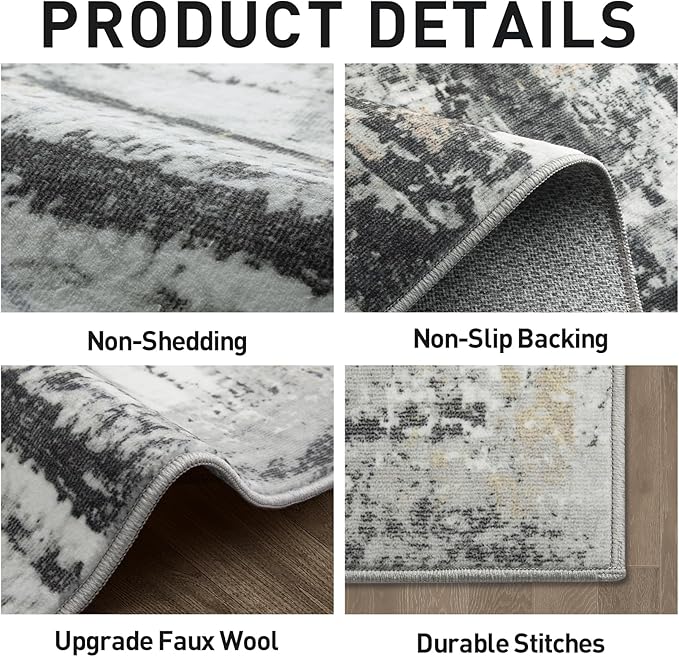 2'6''x8' Runner Rugs Washable Rug: Modern Abstract Hallway Runner Rug Indoor - Image 5