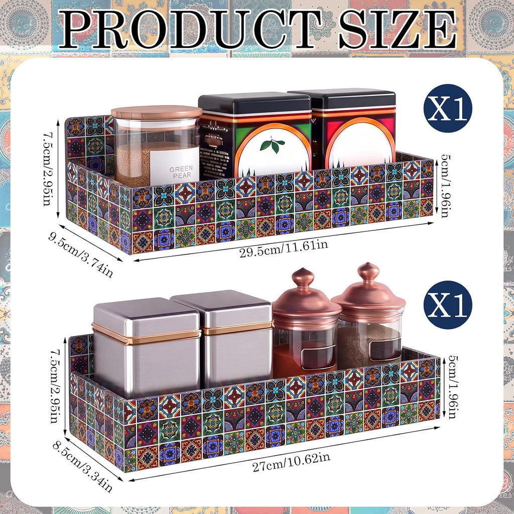 2 Pack Talavera kitchen decor Magnetic Spice Rack Mexican Tiles