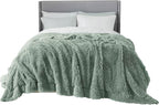 Bedsure GentleSoft Fluffy Sage Green Blankets Queen Size - Image 9