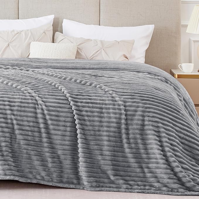 BEDELITE Fleece Blanket King Size – 3D Ribbed Jacquard Soft and Warm Decorative by BEDELITE