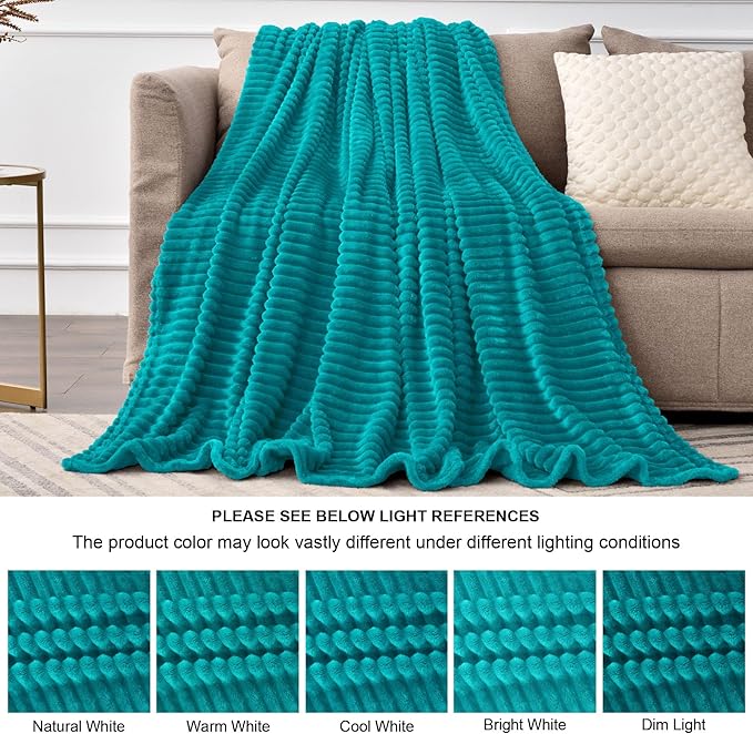 BEDELITE Fleece Blanket King Size – 3D Ribbed Jacquard Soft and Warm Decorative - Image 7