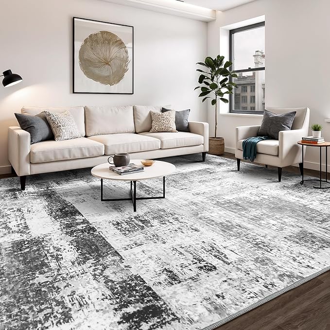 Rugflix 8x10 Large Area Rugs for Living Room, Abstract Washable Rug, Stain - Image 7