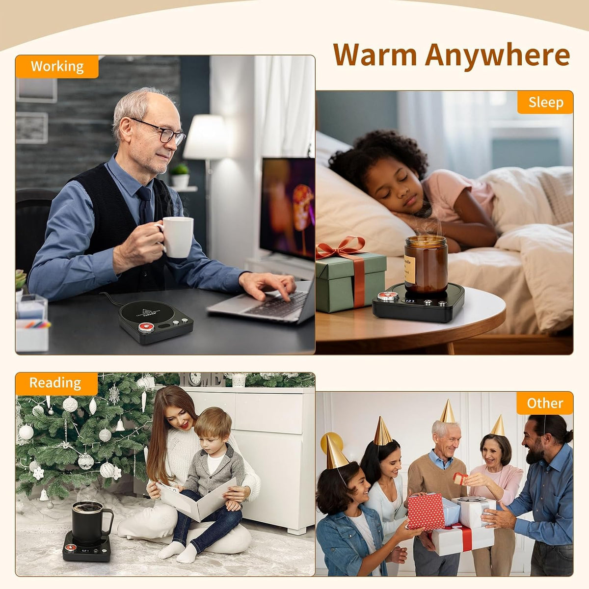 Coffee Mug Warmer, Smart Memory System, 9 Temp Settings, Customize Timer