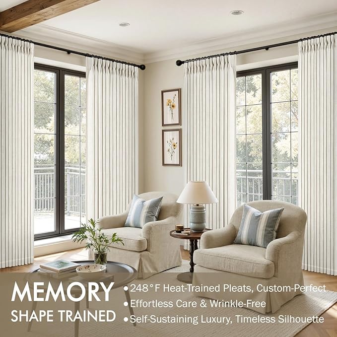 MIULEE Pinch Pleated Thick Linen Curtains 102 Inches Long 2 Panels - Image 2