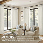 MIULEE Pinch Pleated Thick Linen Curtains 102 Inches Long 2 Panels - Image 2