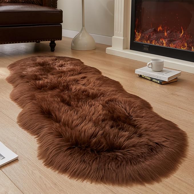 EasyJoy Ultra Soft Fluffy Shaggy Area Rug Faux Fur Rug Chair Cover Seat Pad - Image 5
