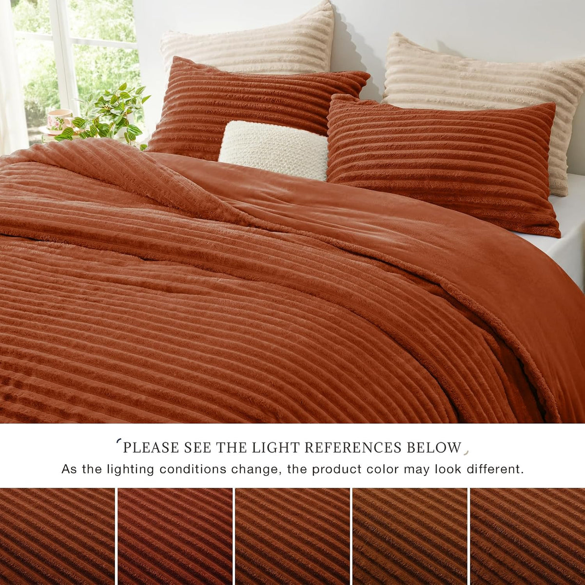 EXQ Home Fluffy Comforter Set Twin Size,2 Pieces Bed Set,Terracotta