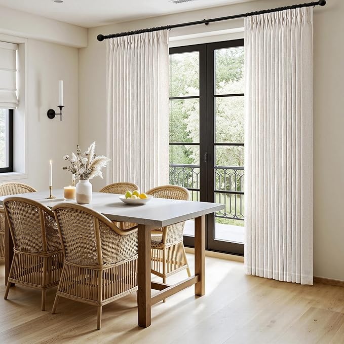 MIULEE Pinch Pleated Thick Linen Curtains 92 Inches Long 2 Panels - Image 3