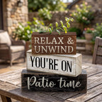 Moucuny 4 Pcs Farmhouse Table Decor Rustic Patio Stacked Wooden Decor