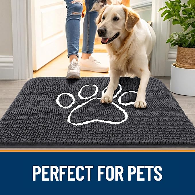 OLANLY Dog Door Mat for Muddy Paws 24x16, Paw Print Design, Absorbs Moisture - Image 6