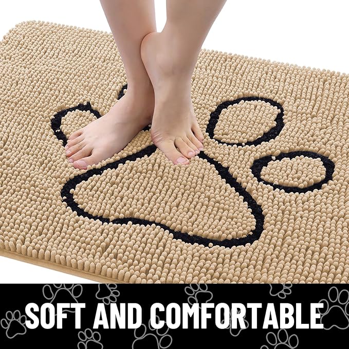 Smiry Dog Door Mat for Muddy Paws, Absorbent Dirt Trapper Non Slip Quick Dry - Image 3