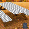 Smiry 5FT Picnic Table Cover with Bench Covers, Elastic Fitted Tablecloth