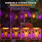 Orange purple Outdoor halloween String Lights ,26FT ST38 LED Patio Lights with 12+1 Shatterproof Edison Bulbs,UL Waterproof Connectable Outside Hanging Lights for Backyard Porch Christmas Party Decor