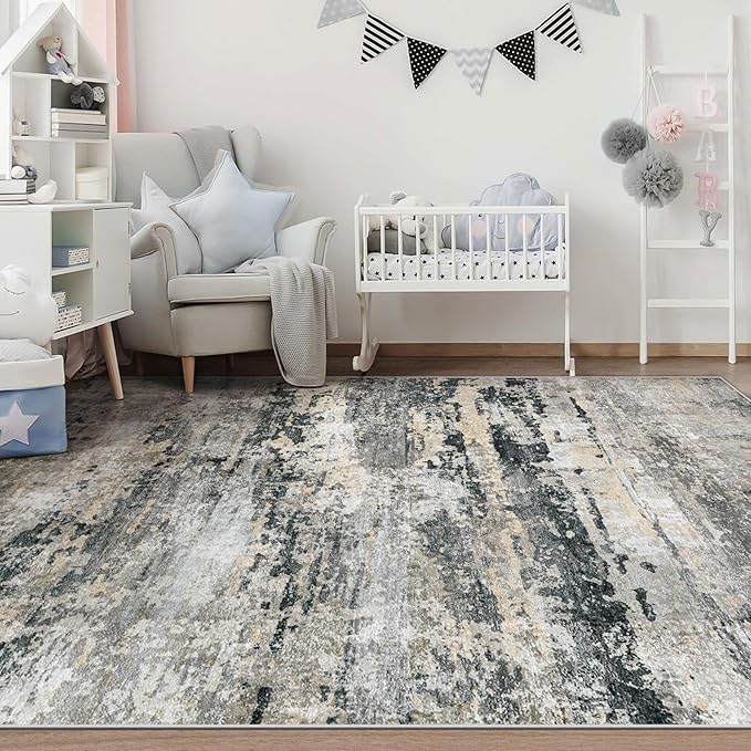 Area Rugs 5x7 for Living Room: Washable Rug Modern Abstract Neutral Soft - Image 6