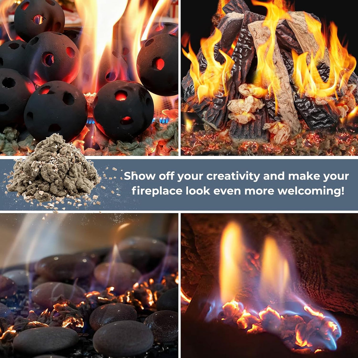 Glowing Embers Rock Wool & Mica Flakes, Gas Fireplace Embers - 8 Oz Bag