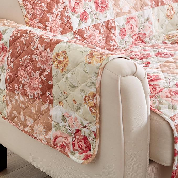 Great Bay Home Reversible Floral Patchwork Loveseat Furniture Protector - Image 6