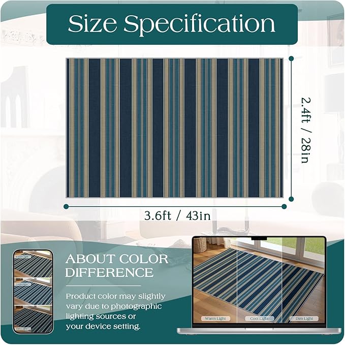 Striped Outdoor Rug - Image 2