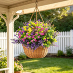 20 Pcs Artificial Flowers Outdoor, Faux Artificial Plants UV Resistant Plastic Flower Bulk for Hanging Planter Porch Window Home Wedding Fall Summer Decor