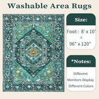 SERISSA Washable 8x10 Area Rugs Teal, Large Non-Slip Boho Living Room Rug - Image 6