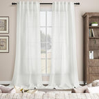 Extra Long Off White Curtain 108 inches Long 2 Panels Set - Image 7