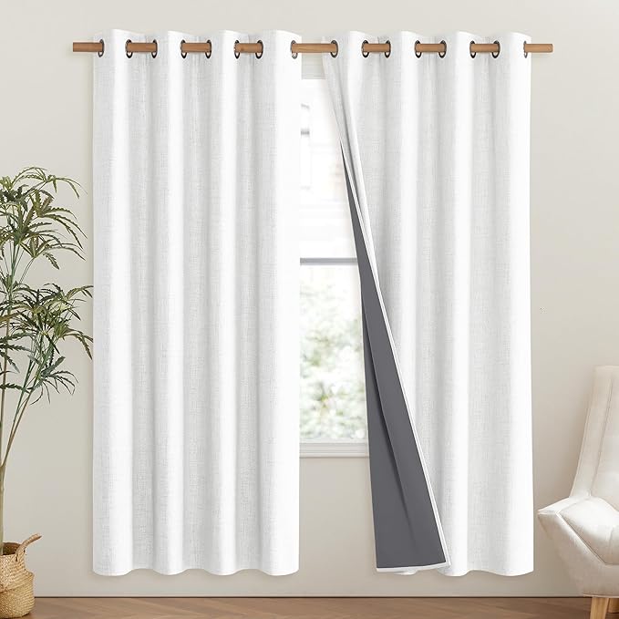 NICETOWN 100% Absolutely Blackout Linen Curtains - Image 2