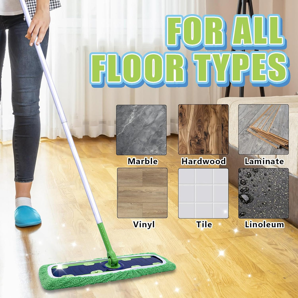 4 Pack XL Microfiber Mop Pads Compatible with Swiffer XL Mop