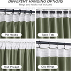 RYB HOME Sage Green Velvet Curtains 96 inch, Room Darkening Super Soft Velvet - Image 4