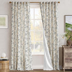 jinchan Floral Curtains Lined Linen Blend Curtain - Image 7