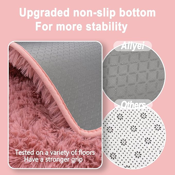 Soft Runner Rugs for Bedroom Hallways, 2x5 Blush Pink Fluffy Shag Throw Area - Image 6