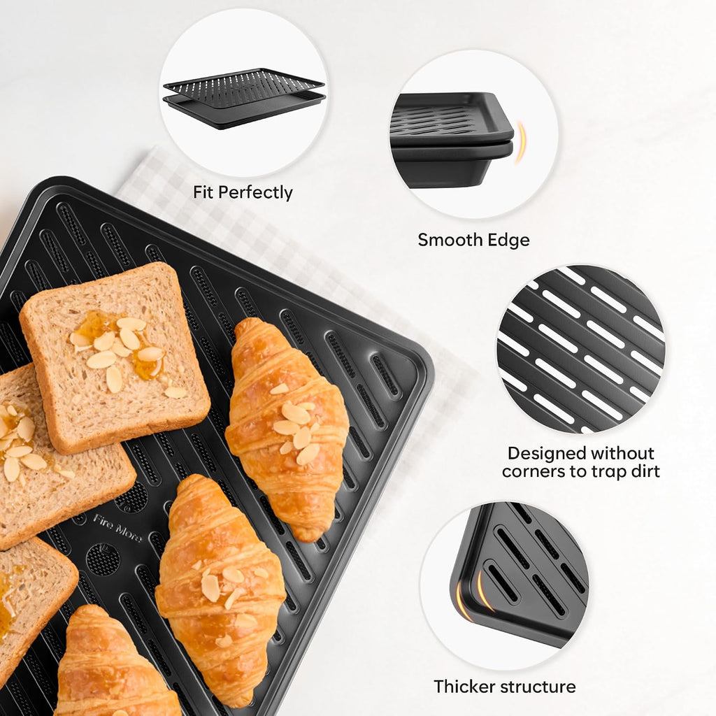 10-Piece Nonstick Bakeware Set, 0.8MM Thick Carbon Steel Baking Pan Set for Oven with Cookie Sheet, Muffin Pan, Pizza Pan, Loaf Pan and Cooling Rack, Stackable Kitchen Baking Set, PFOA/PTFE Free