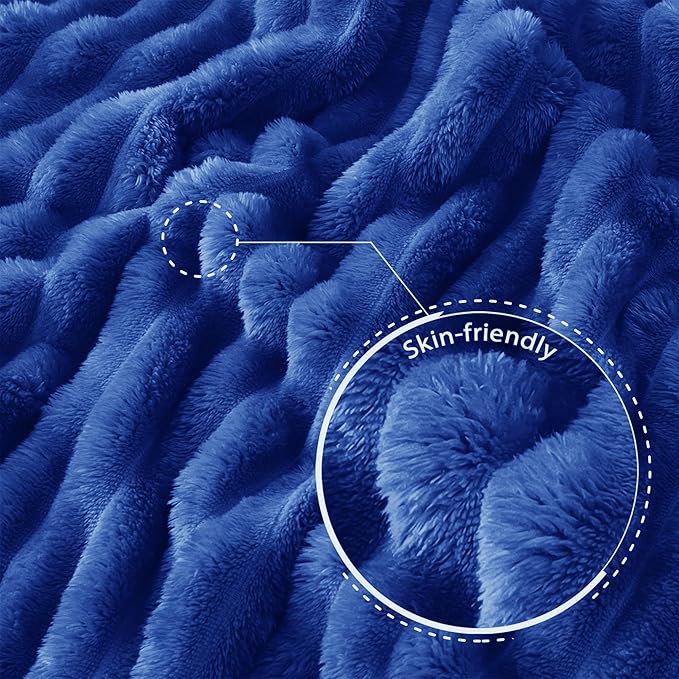 Exclusivo Mezcla Queen Size Flannel Fleece Blanket, Super Soft Striped Jacquard - Image 5