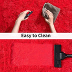 Soft Runner Rugs for Bedroom Hallways, 2x6 Red Fluffy Shag Throw Area Rug Non - Image 7