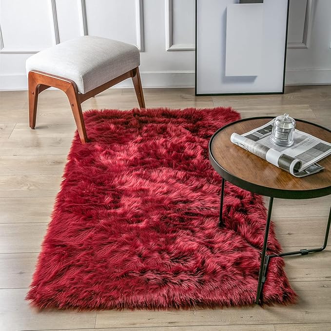 Ashler faux fur rug, Fluffy Shaggy Area Rug Ultra Soft 3 x 5 Feet Rectangle Fur - Image 4