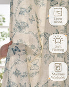 jinchan Floral Linen Curtains for Living Room 84 Inch Length Butterfly Curtain - Image 4