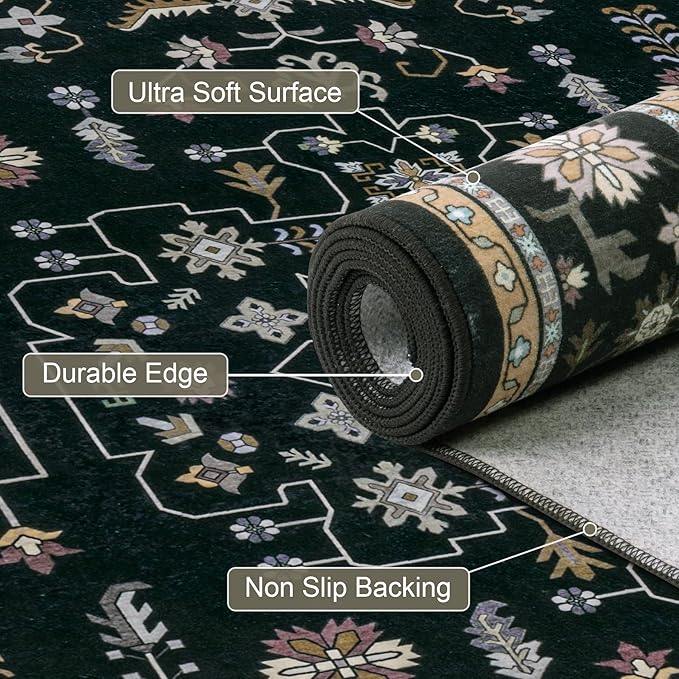 2x3 Area Rugs Living Room Rug: Washable Vintage Boho Medallion Rug No Slip - Image 7