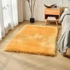 duduta Yellow Faux Sheepskin Fur Rug 3x5 ft, Fluffy Shag Bedroom Dorm Nursery by duduta