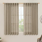 LAMIT Taupe Linen Curtains 54 Inch Length 2 Panels, Light Filtering Panels Back by LAMIT