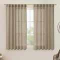 LAMIT Semi Sheer Linen Curtains 45 Inches Long, Light Filtering Panels Back Tab by LAMIT